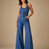 Celia | Mono de mezclilla con escote en U