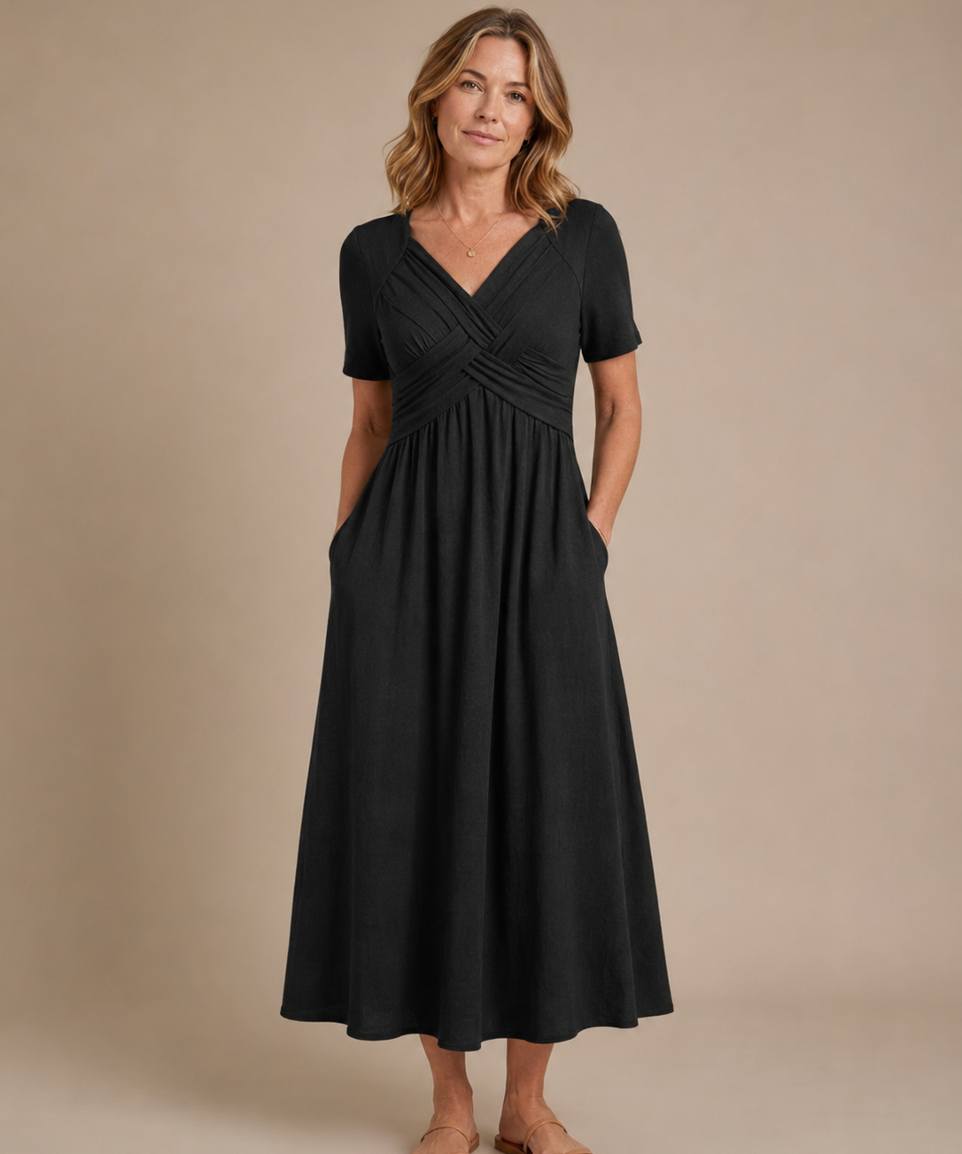 Amalia | Elegante vestido midi con silueta cruzada