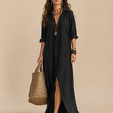 Soline | Vestido maxi con botones y suave escote en V
