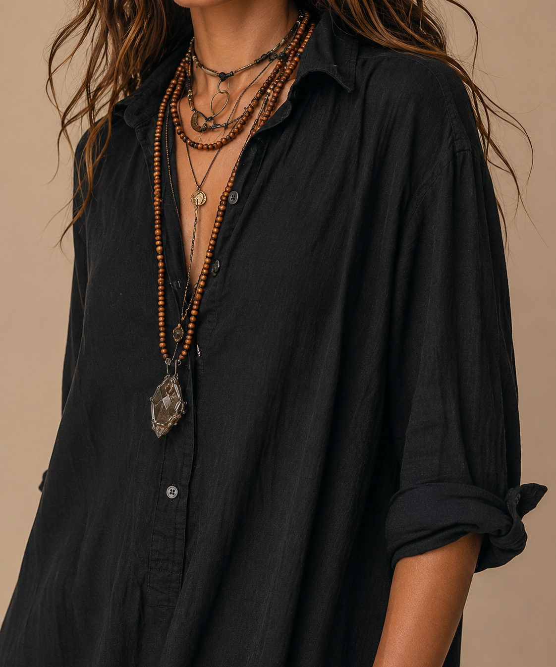 Soline | Vestido maxi con botones y suave escote en V