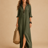 Soline | Vestido maxi con botones y suave escote en V