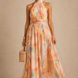 Esther | Vestido con cuello americano y estampado de acuarela