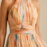 Esther | Vestido con cuello americano y estampado de acuarela