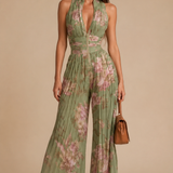 Mono de chiffon plisado con estampado de flores