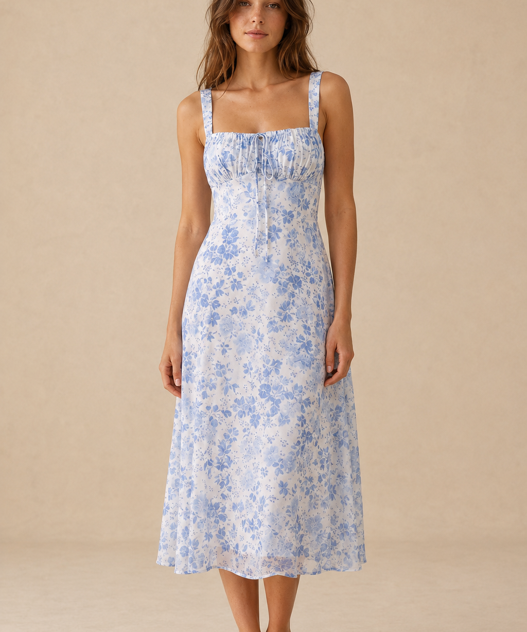 Iiris | Vestido midi floral con tirantes