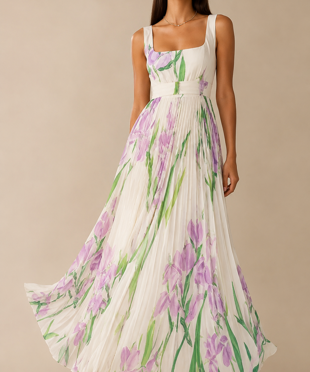 Oriah | Vestido maxi de corte A con flores
