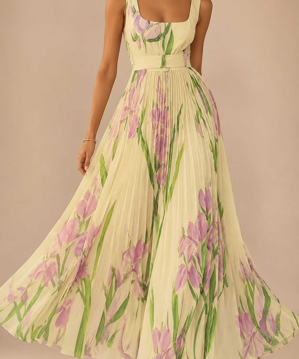 Oriah | Vestido maxi de corte A con flores