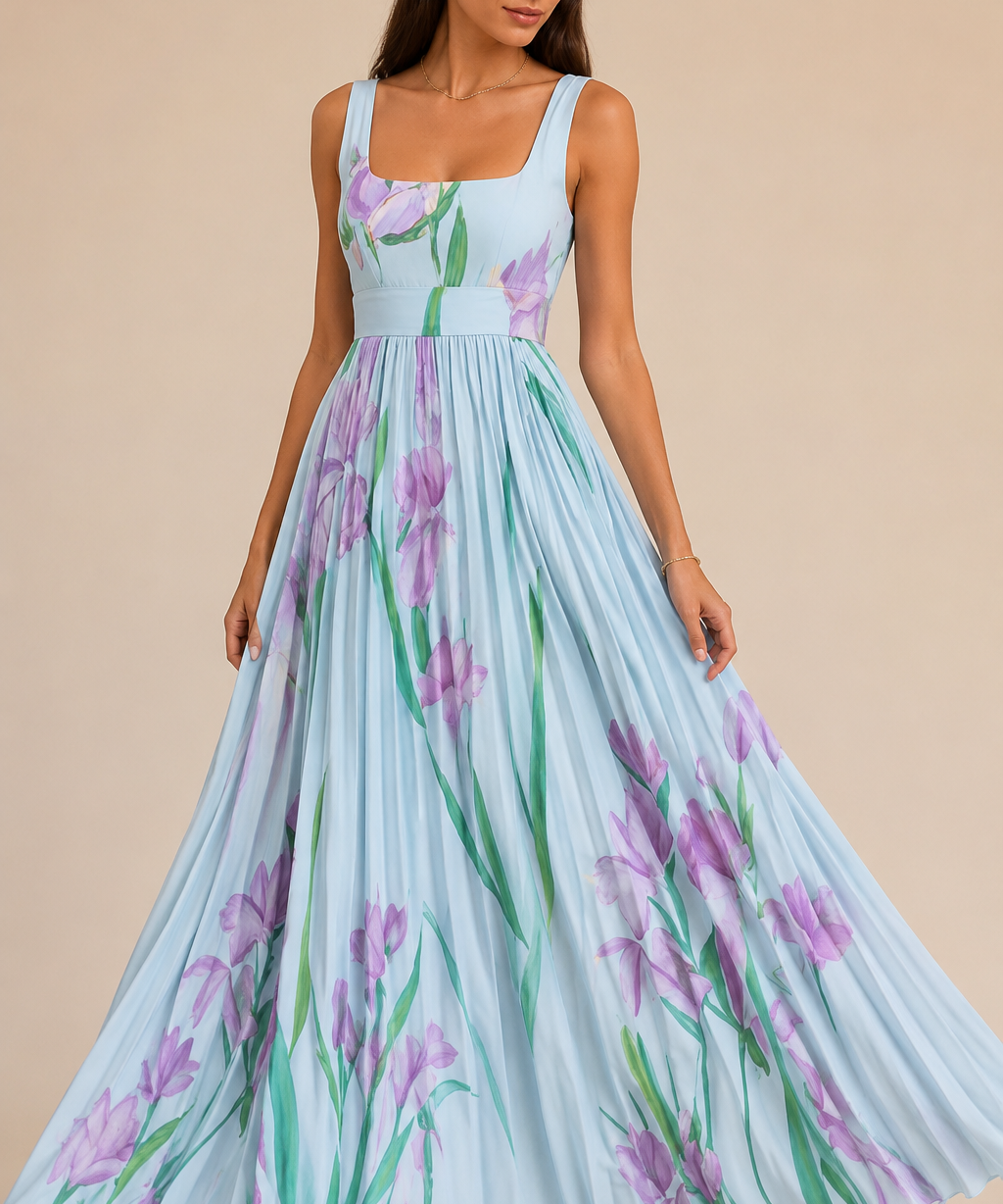 Oriah | Vestido maxi de corte A con flores