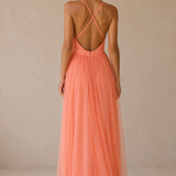 Ginevra | Vestido maxi en tono coral