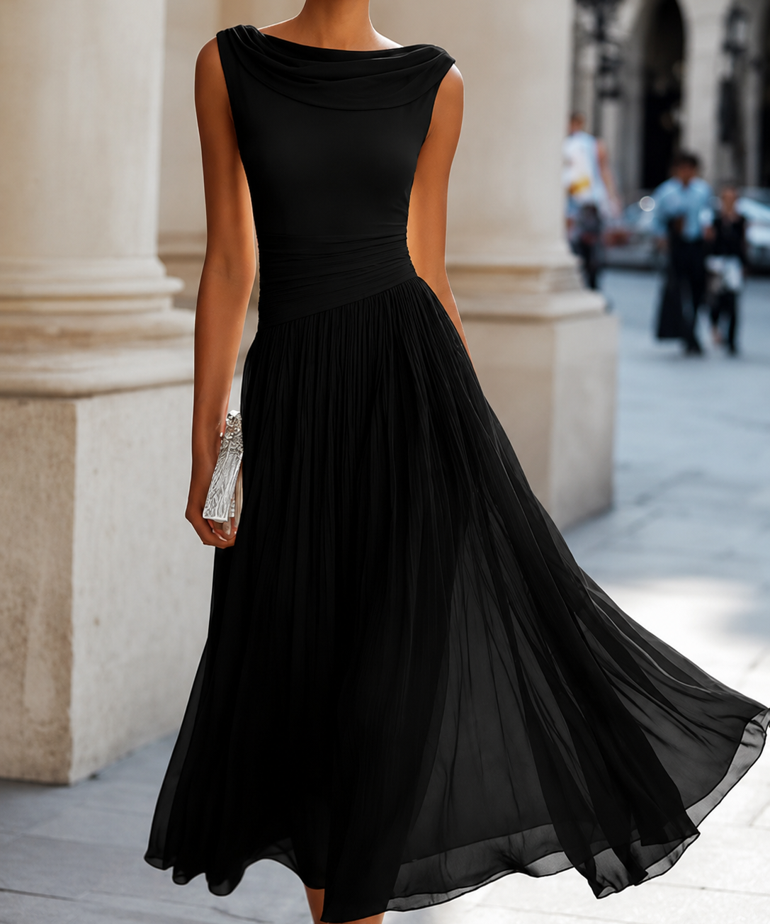 Norma | Vestido midi plisado de gasa