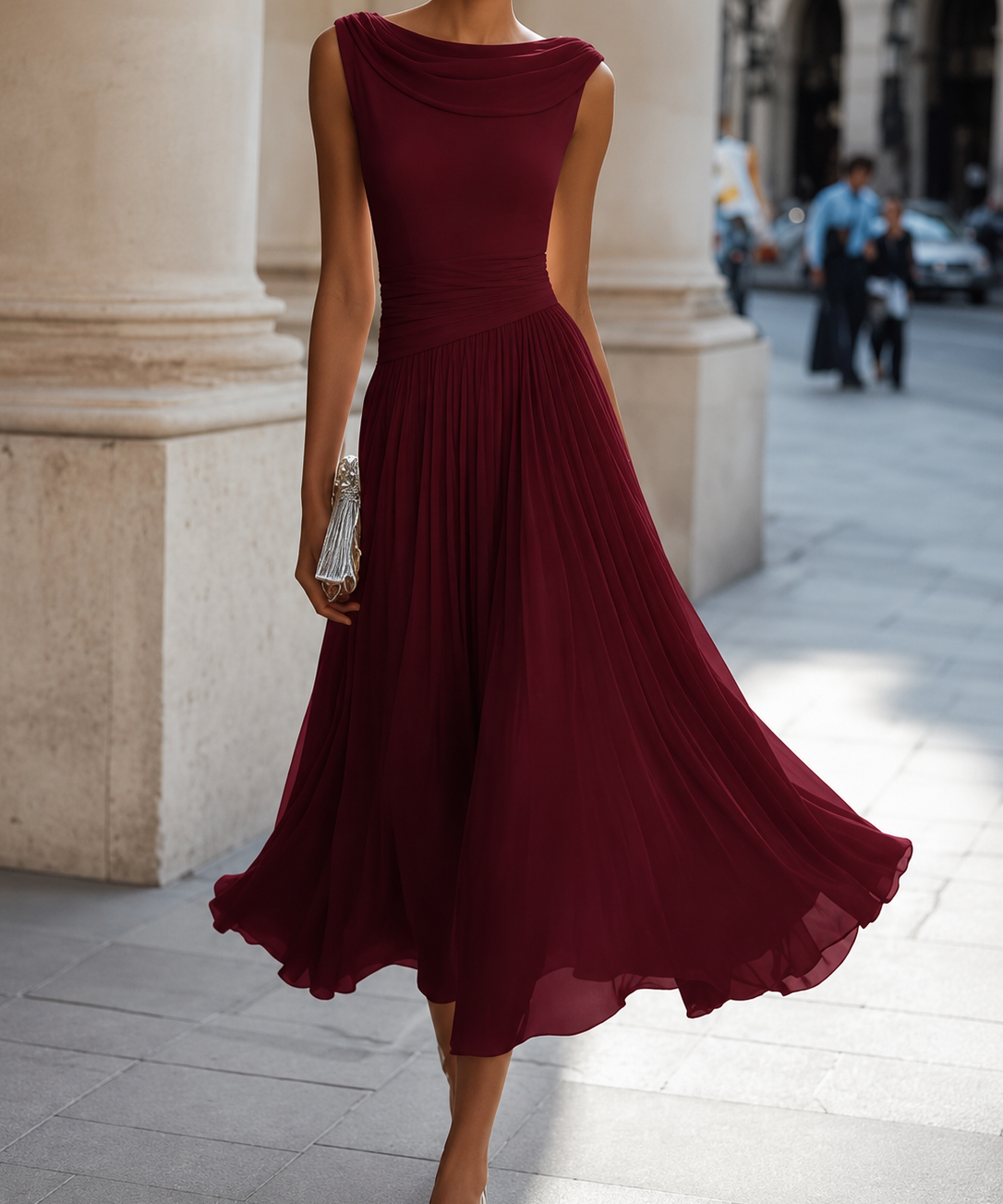 Norma | Vestido midi plisado de gasa