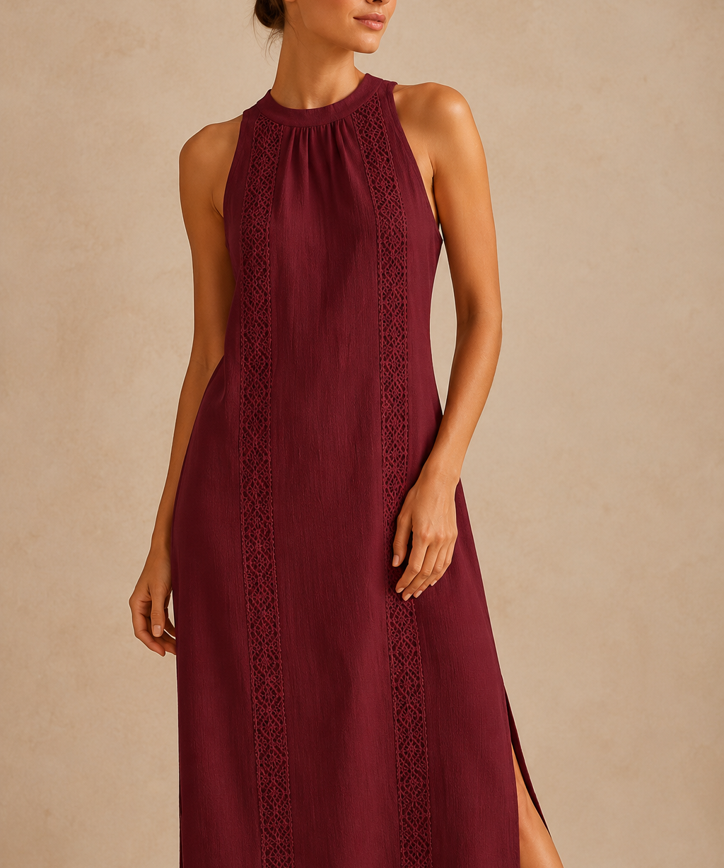 Jimena | Vestido midi con cuello mao