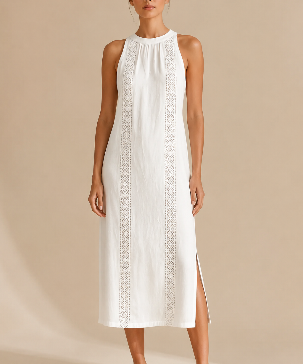 Vestido midi Liinainen con cuello chino