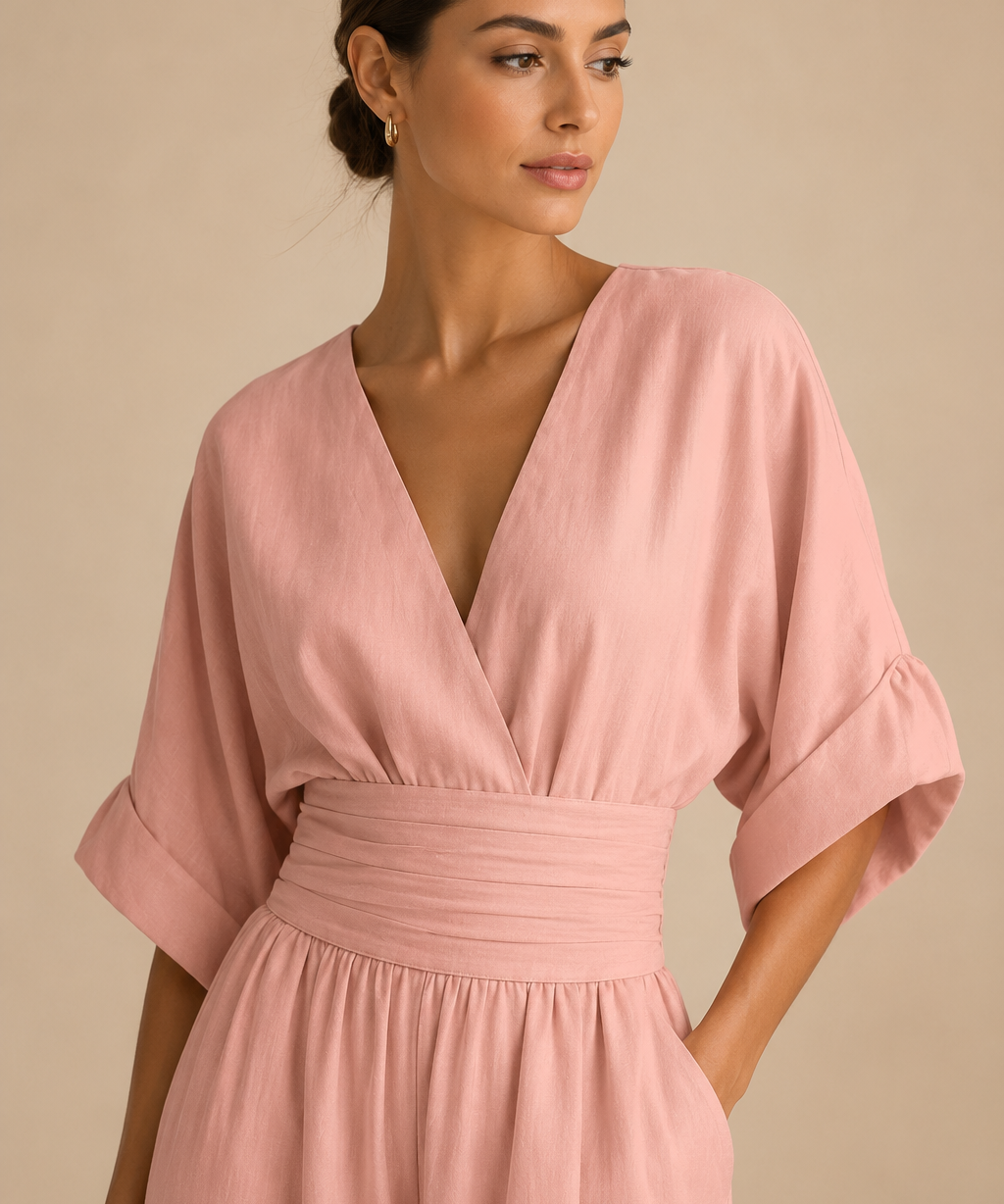 Alessia | Mono elegante con escote en V y cintura alta