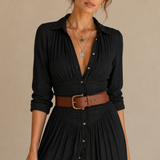 Alma | Vestido maxi fluido con cuello vuelto y mangas largas
