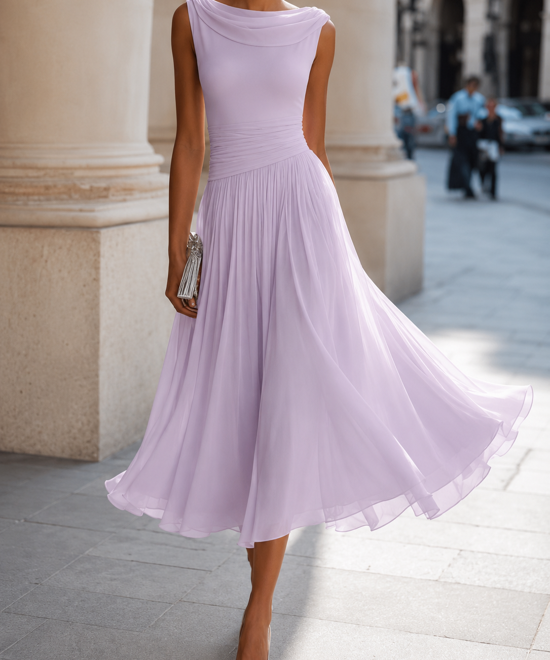 Norma | Vestido midi plisado de gasa