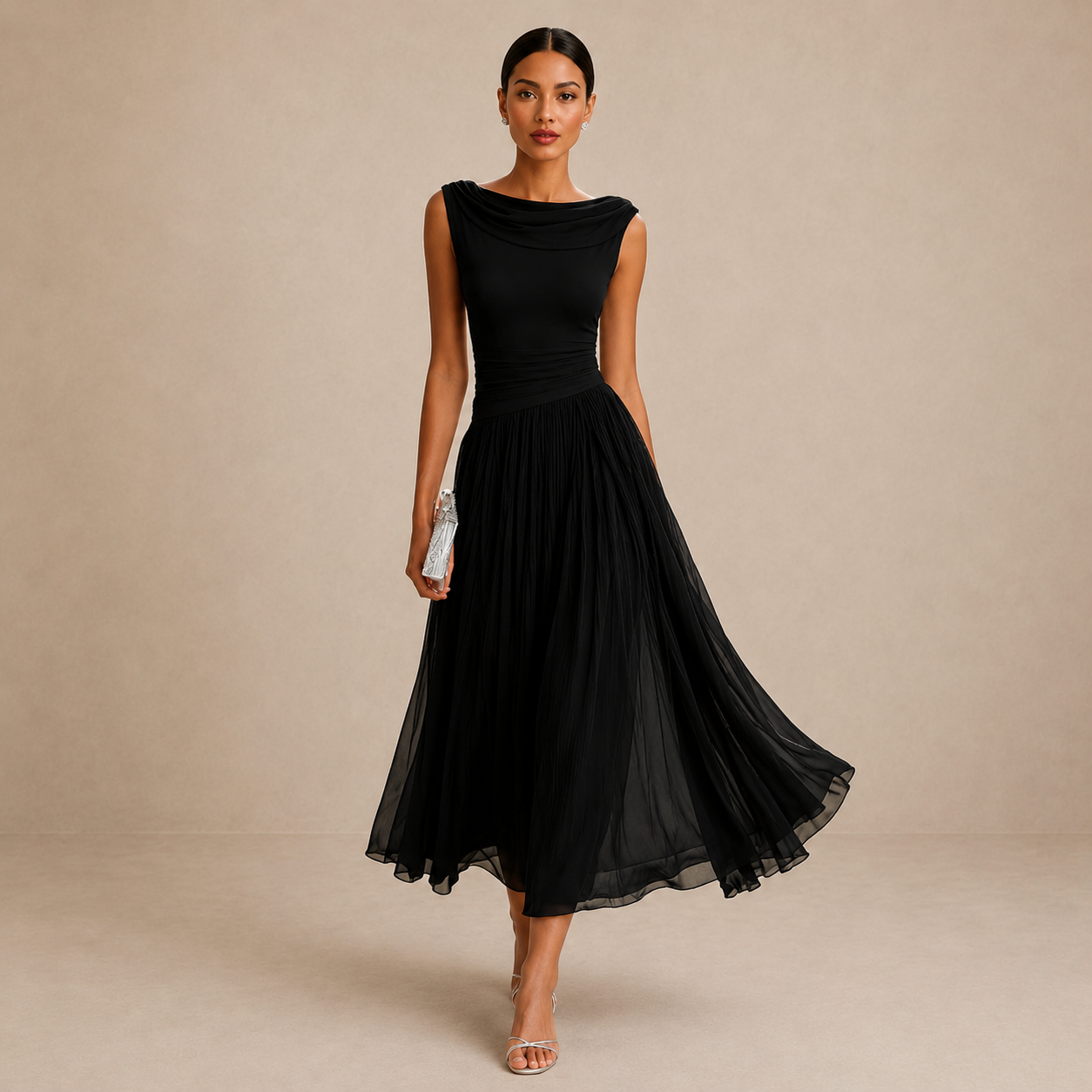 Norma | Vestido midi plisado de gasa