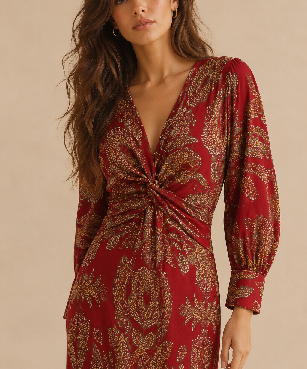 Aada | Vestido midi elegante con detalle de nudo