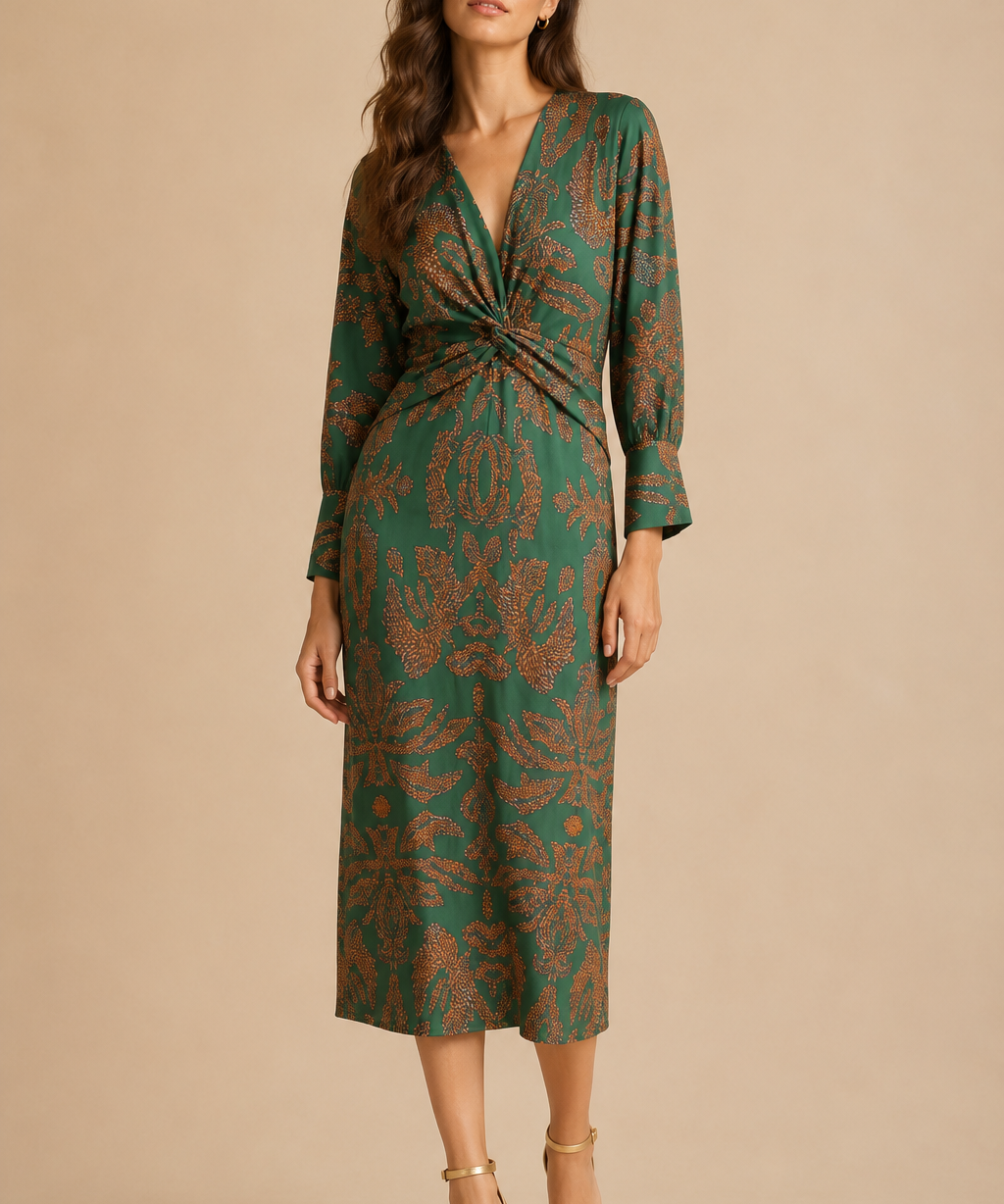 Aada | Vestido midi elegante con detalle de nudo