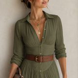 Alma | Vestido maxi fluido con cuello vuelto y mangas largas