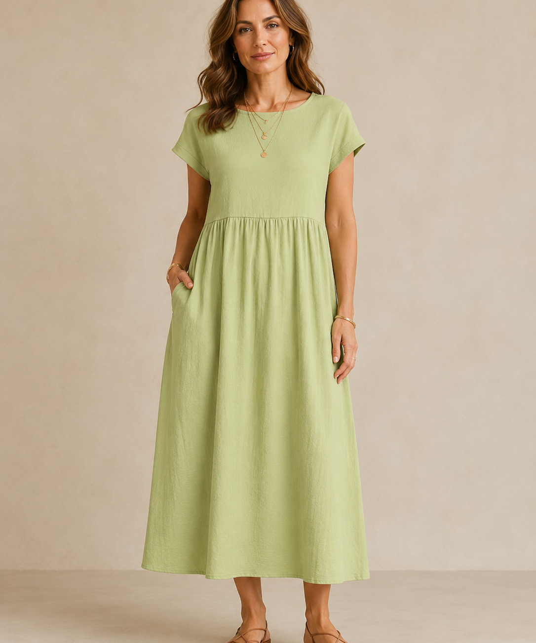 Catalina | Vestido midi fluido de algodón y seda