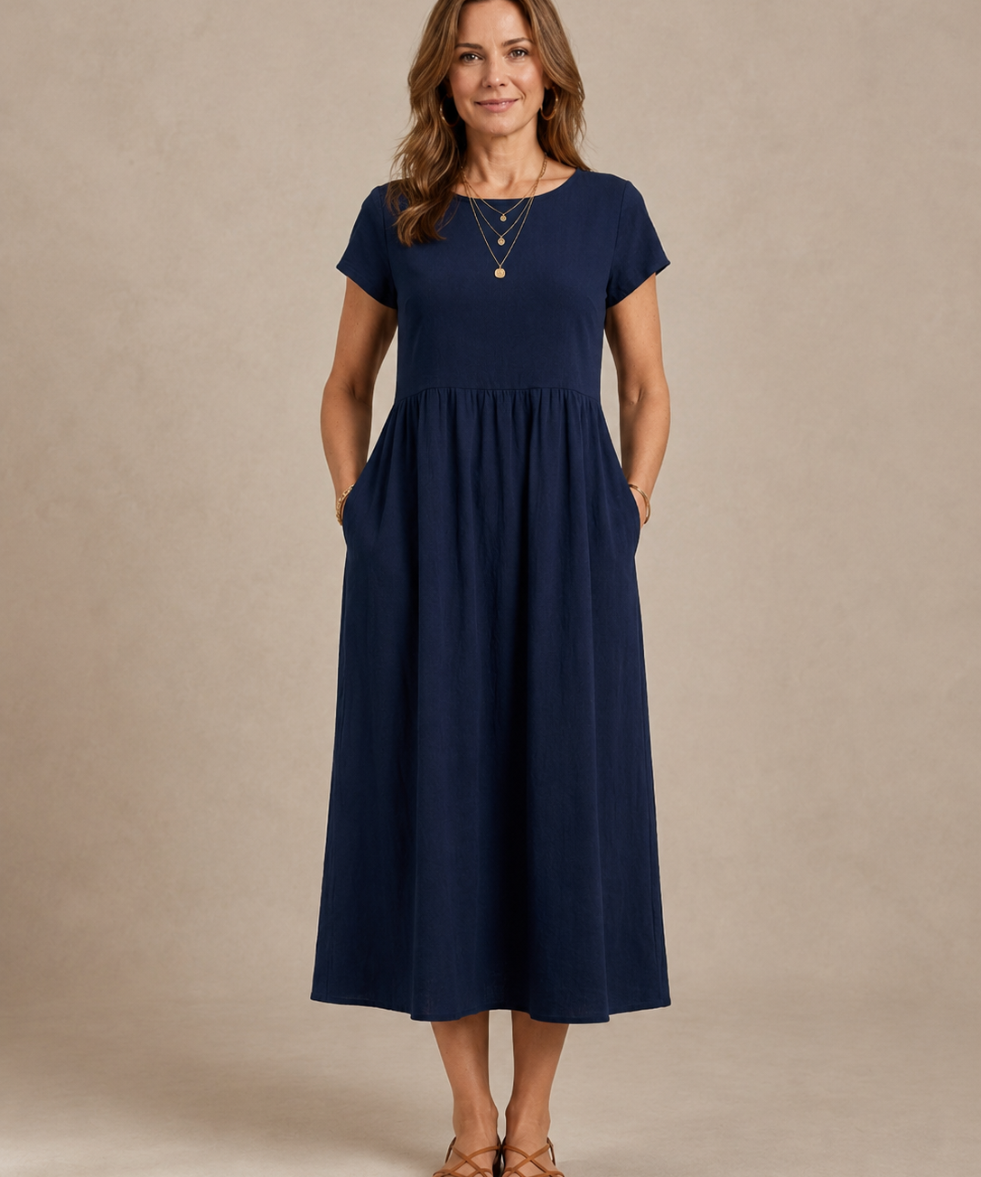 Catalina | Vestido midi fluido de algodón y seda