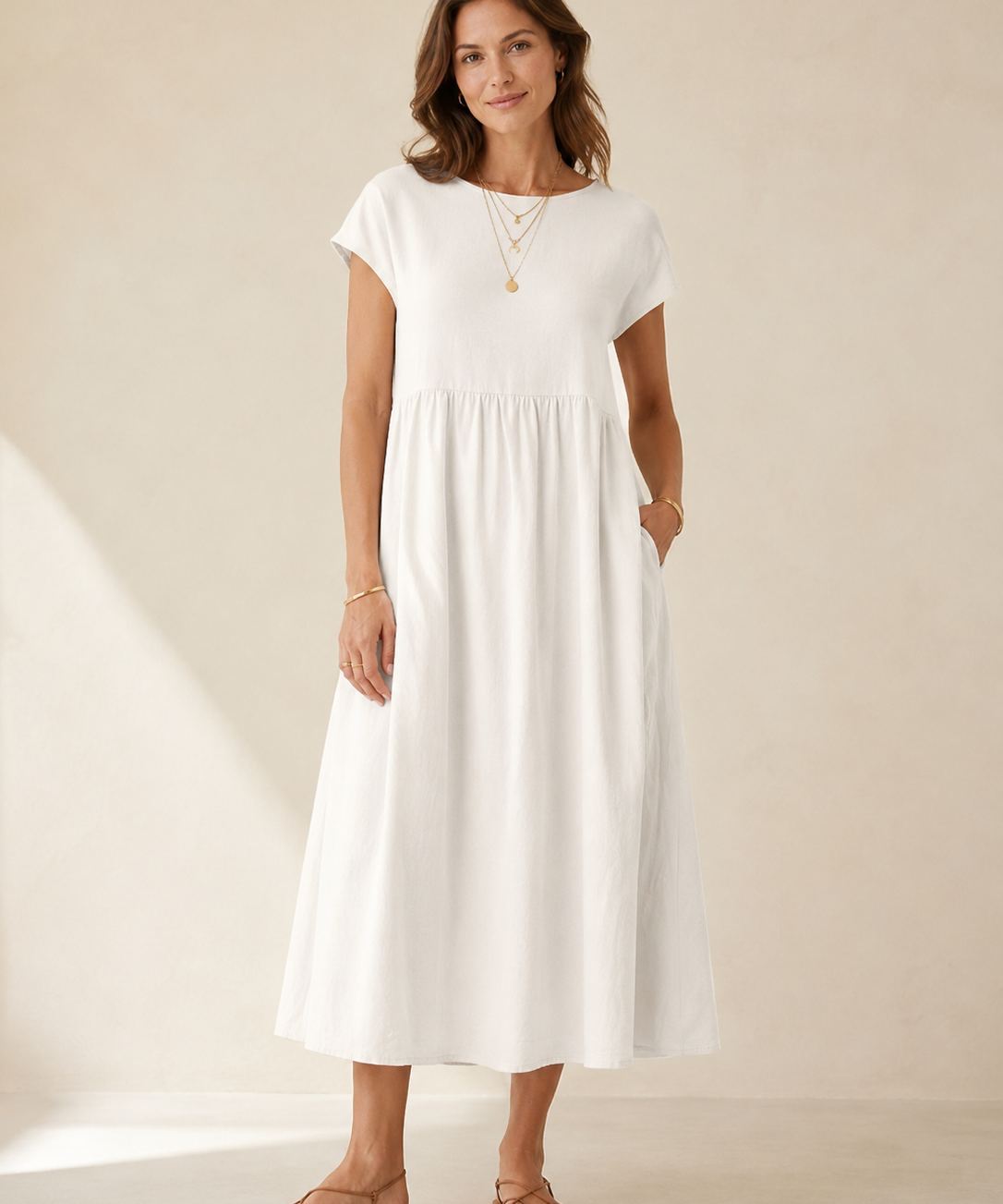 Catalina | Vestido midi fluido de algodón y seda