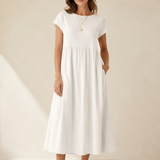 Catalina | Vestido midi fluido de algodón y seda