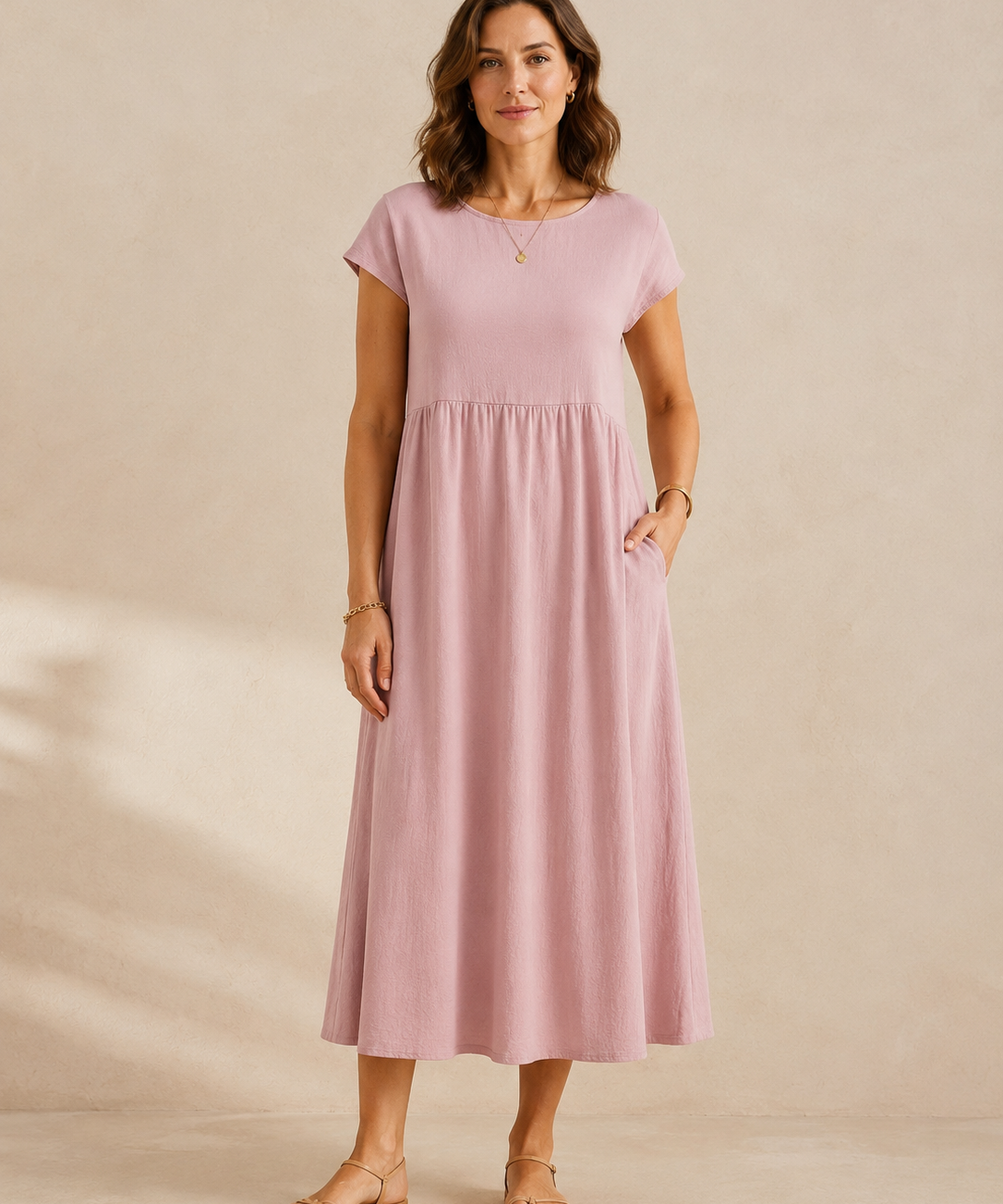 Catalina | Vestido midi fluido de algodón y seda