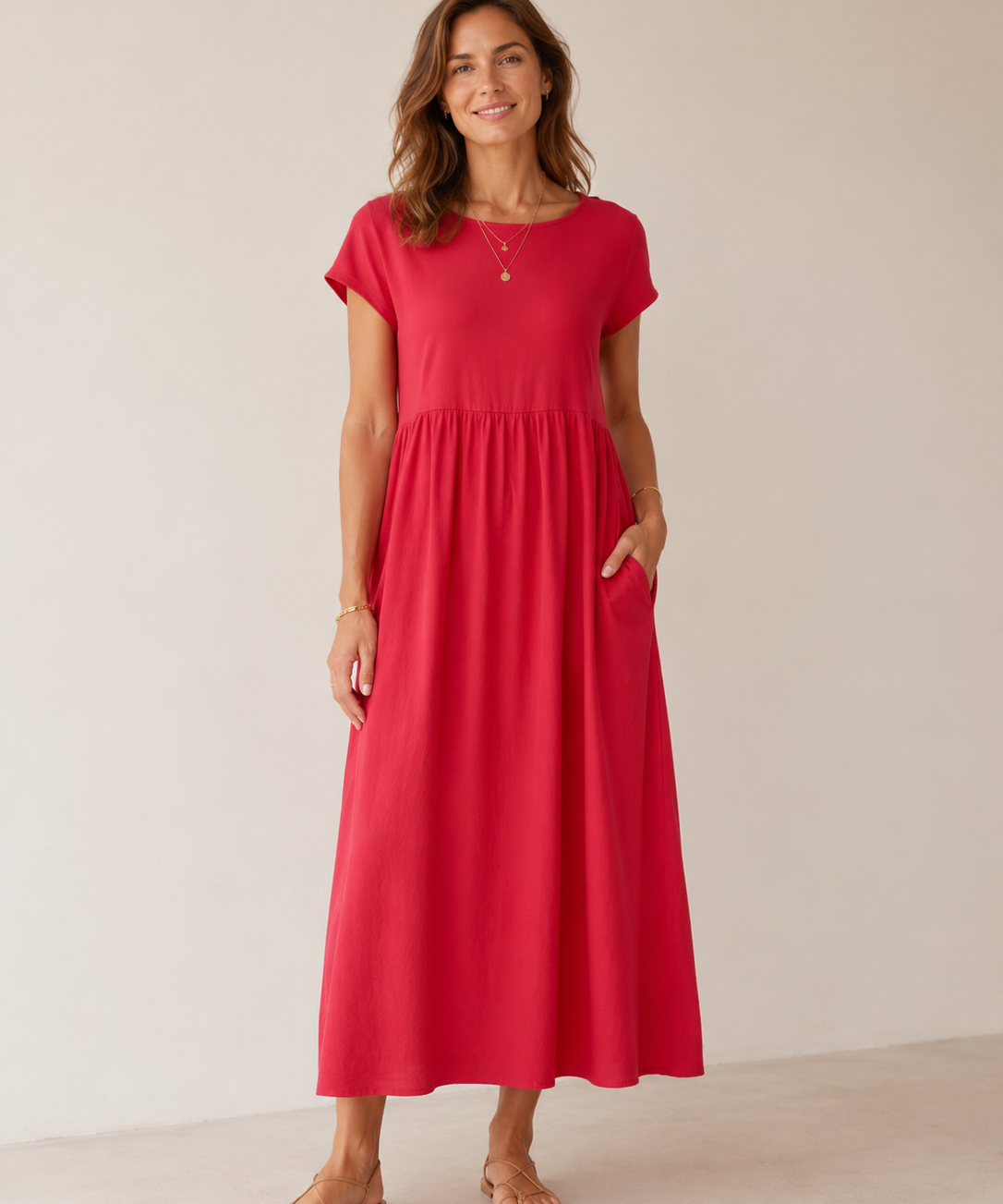 Catalina | Vestido midi fluido de algodón y seda