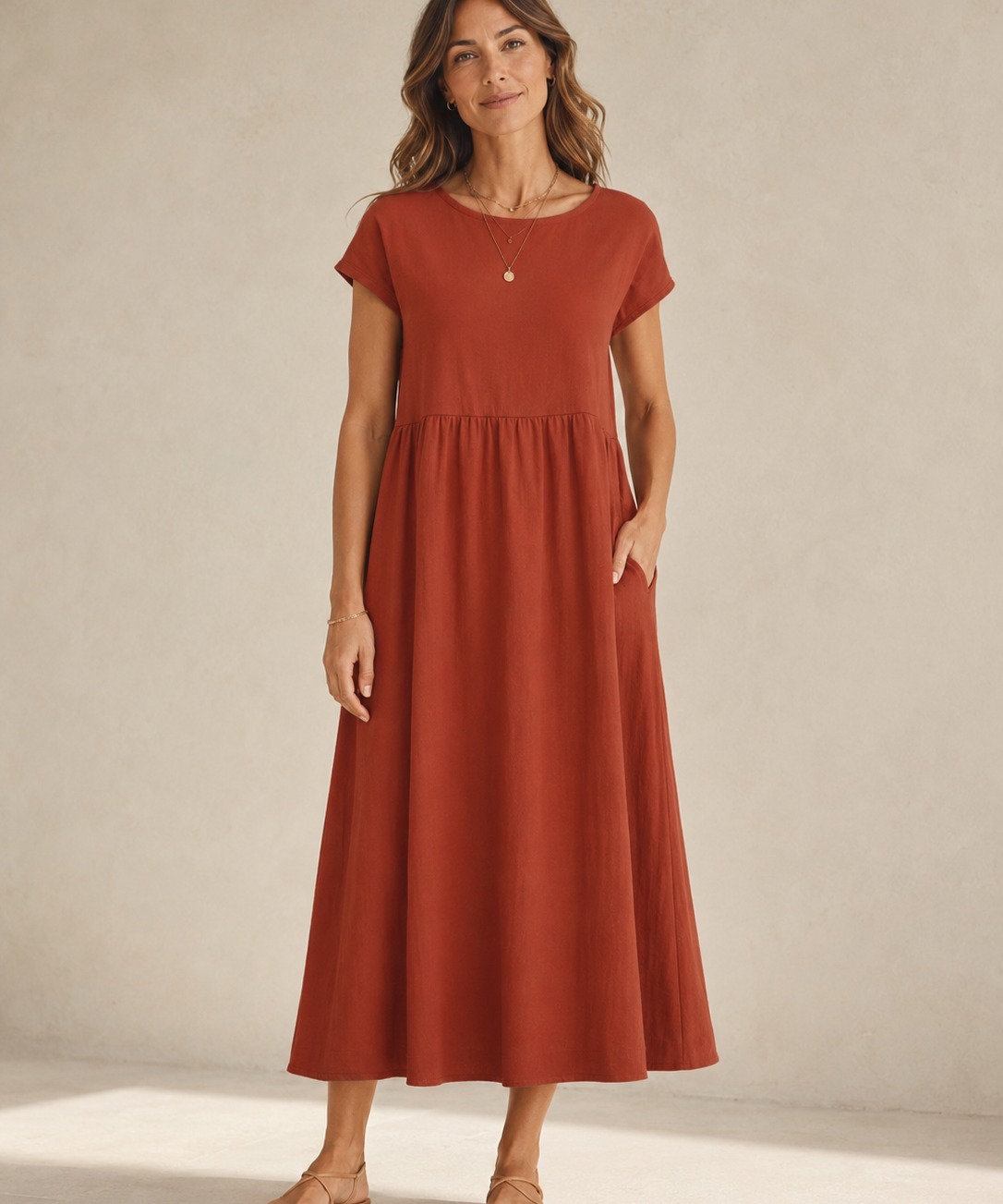 Catalina | Vestido midi fluido de algodón y seda