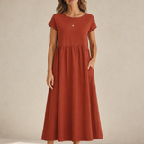 Catalina | Vestido midi fluido de algodón y seda