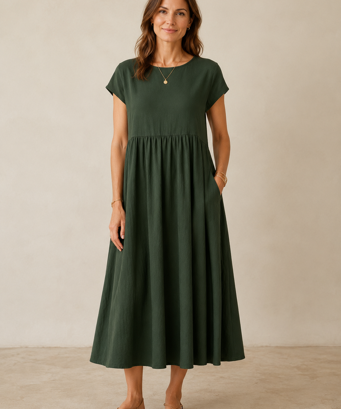 Catalina | Vestido midi fluido de algodón y seda