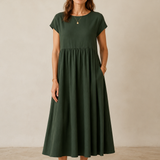 Catalina | Vestido midi fluido de algodón y seda