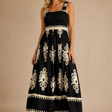 Martina | Vestido con estampado artístico y cintura flexible