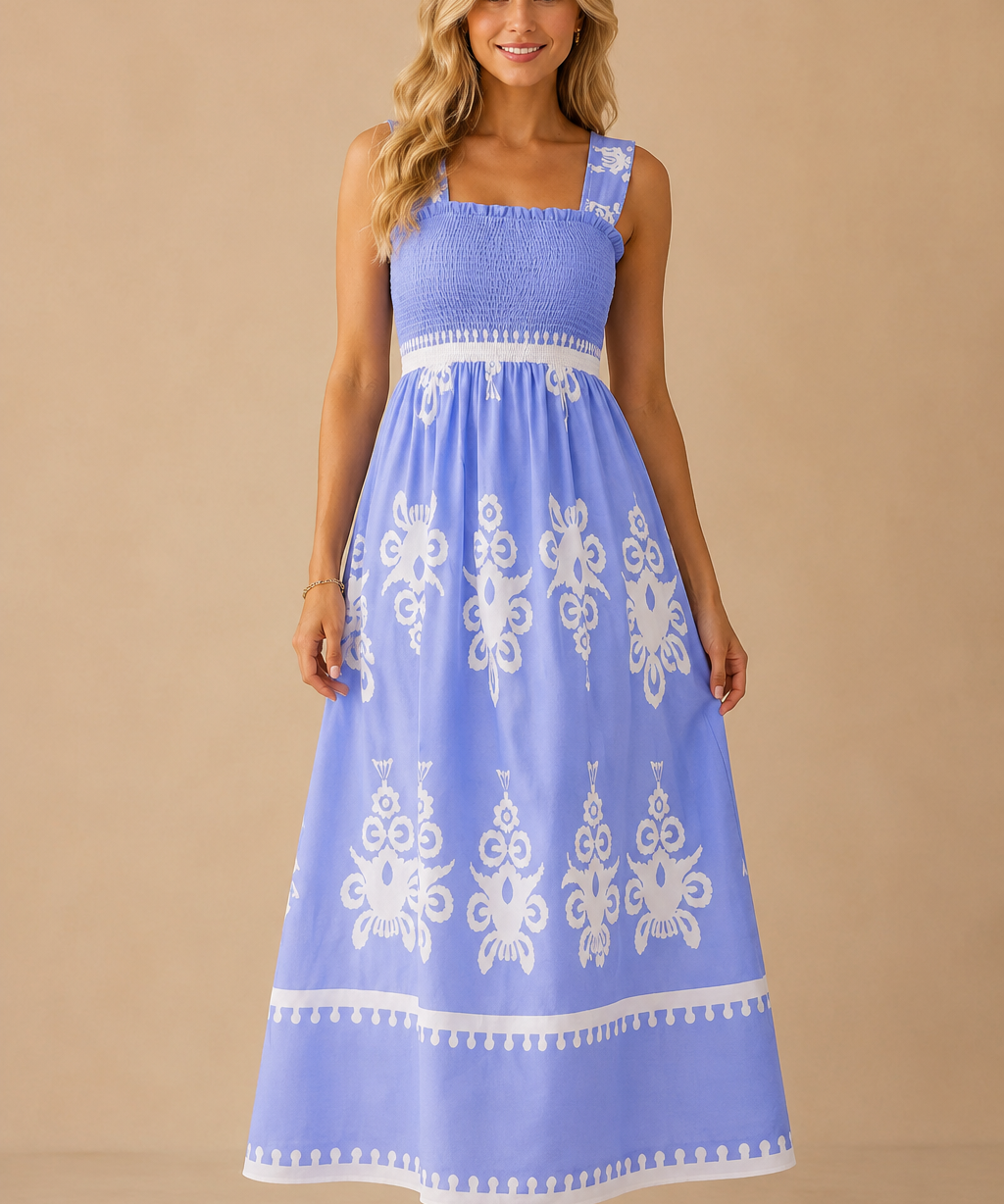 Martina | Vestido con estampado artístico y cintura flexible