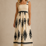 Martina | Vestido con estampado artístico y cintura flexible