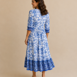 Rocío | Elegante vestido maxi con estampado floral y escote en V