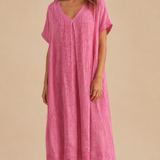 Marisol | Vestido maxi ancho con escote en V y caída fluida