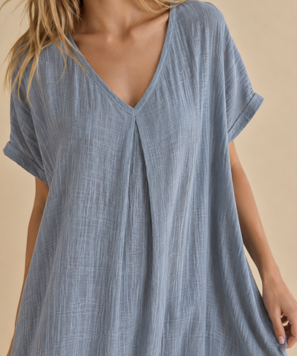 Marisol | Vestido maxi ancho con escote en V y caída fluida