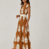 Candela | Vestido maxi de estilo barroco con escote en V