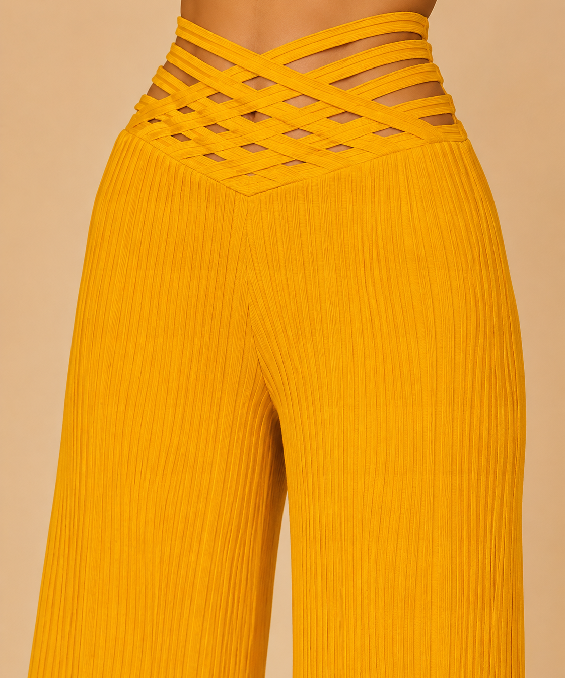 Pantalones de tiro alto cruzados