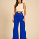 Pantalones de tiro alto cruzados