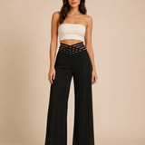 Pantalones de tiro alto cruzados