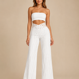 Pantalones de tiro alto cruzados