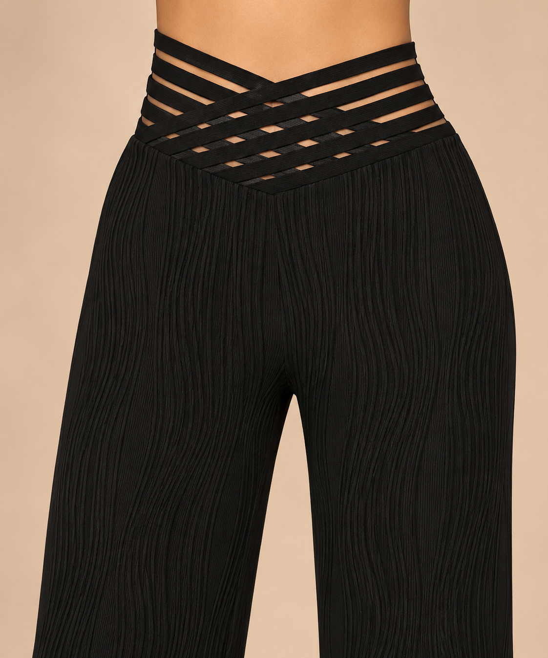Pantalones de tiro alto cruzados