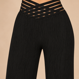Pantalones de tiro alto cruzados