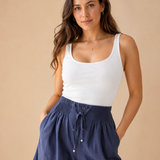 Pantalones de pierna ancha de mezcla de algodón y lino