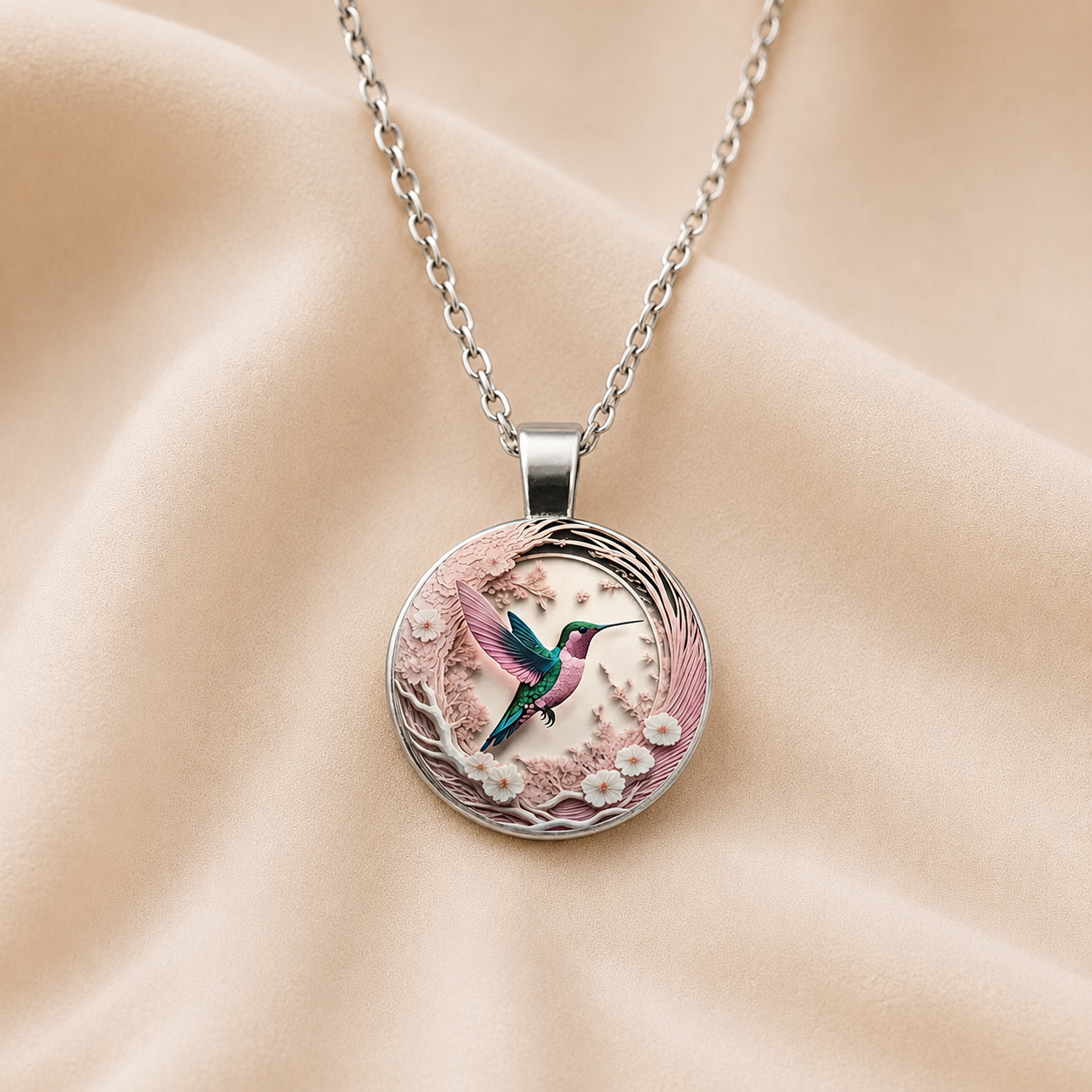 Citlali | Collar con colibrí en vitral