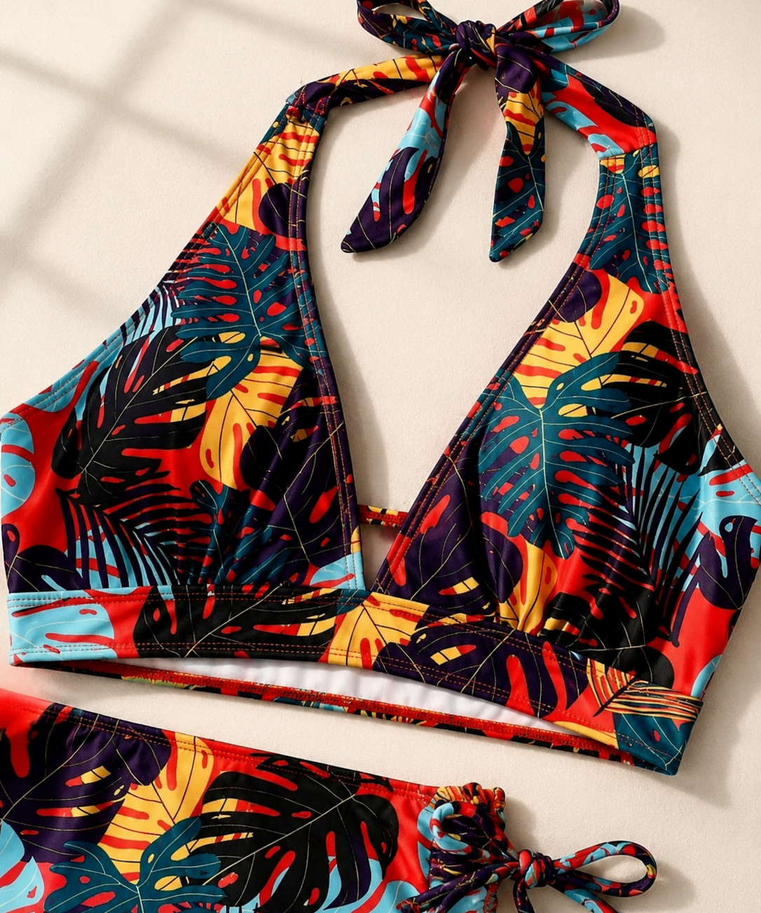 Bikini tropical con copas acolchadas